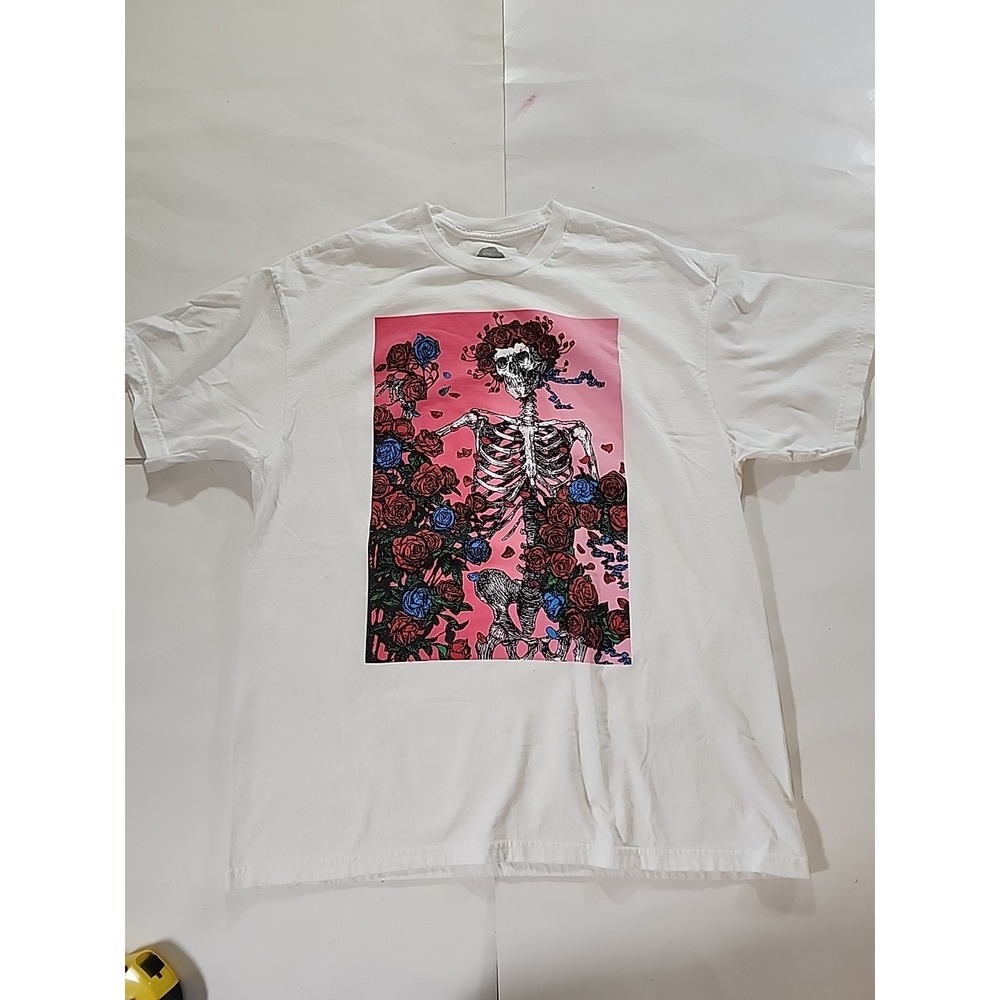 GRATEFUL DEAD Skeleton with Roses‎ T Shirt White Size XL New